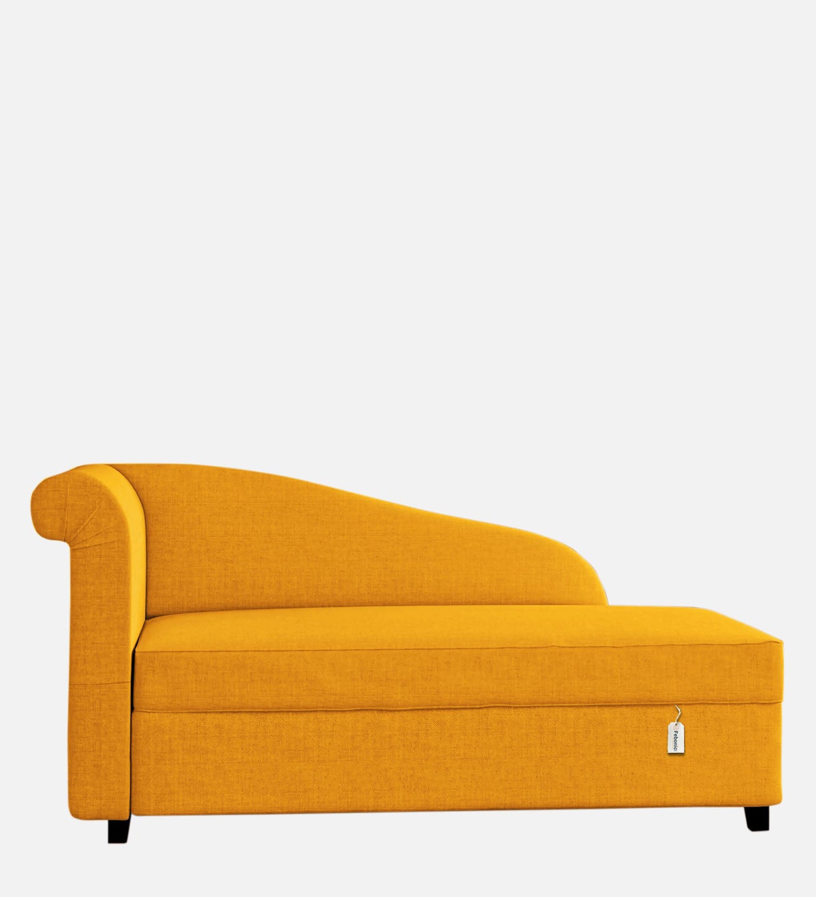 Toppy Fabric RHS Chaise Lounger In Bold Yellow Colour With Storage - Febonic Living