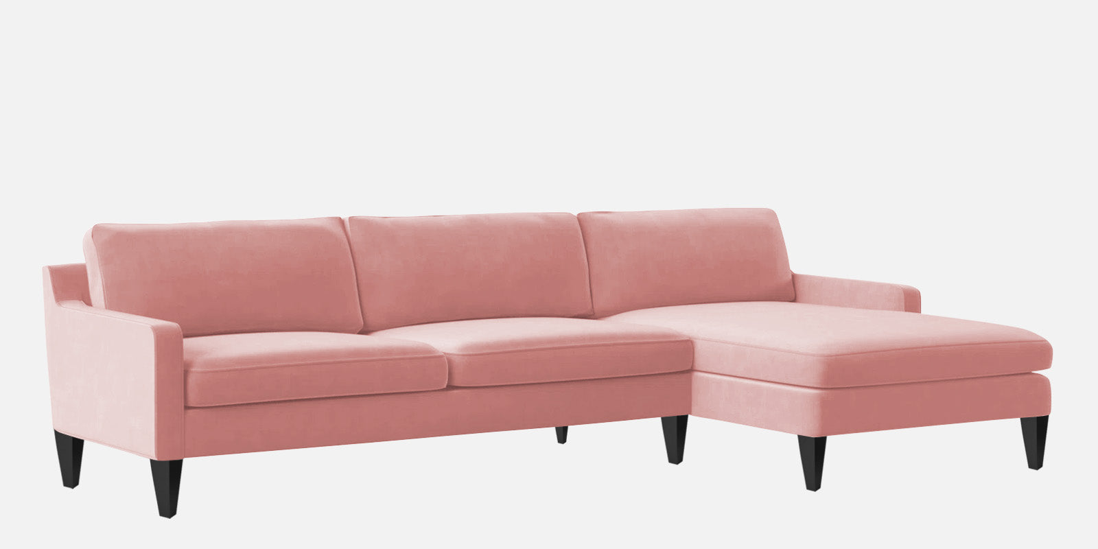 Jones Velvet LHS Sectional Sofa (3+Lounger) In Millennial Pink Colour - Febonic Living