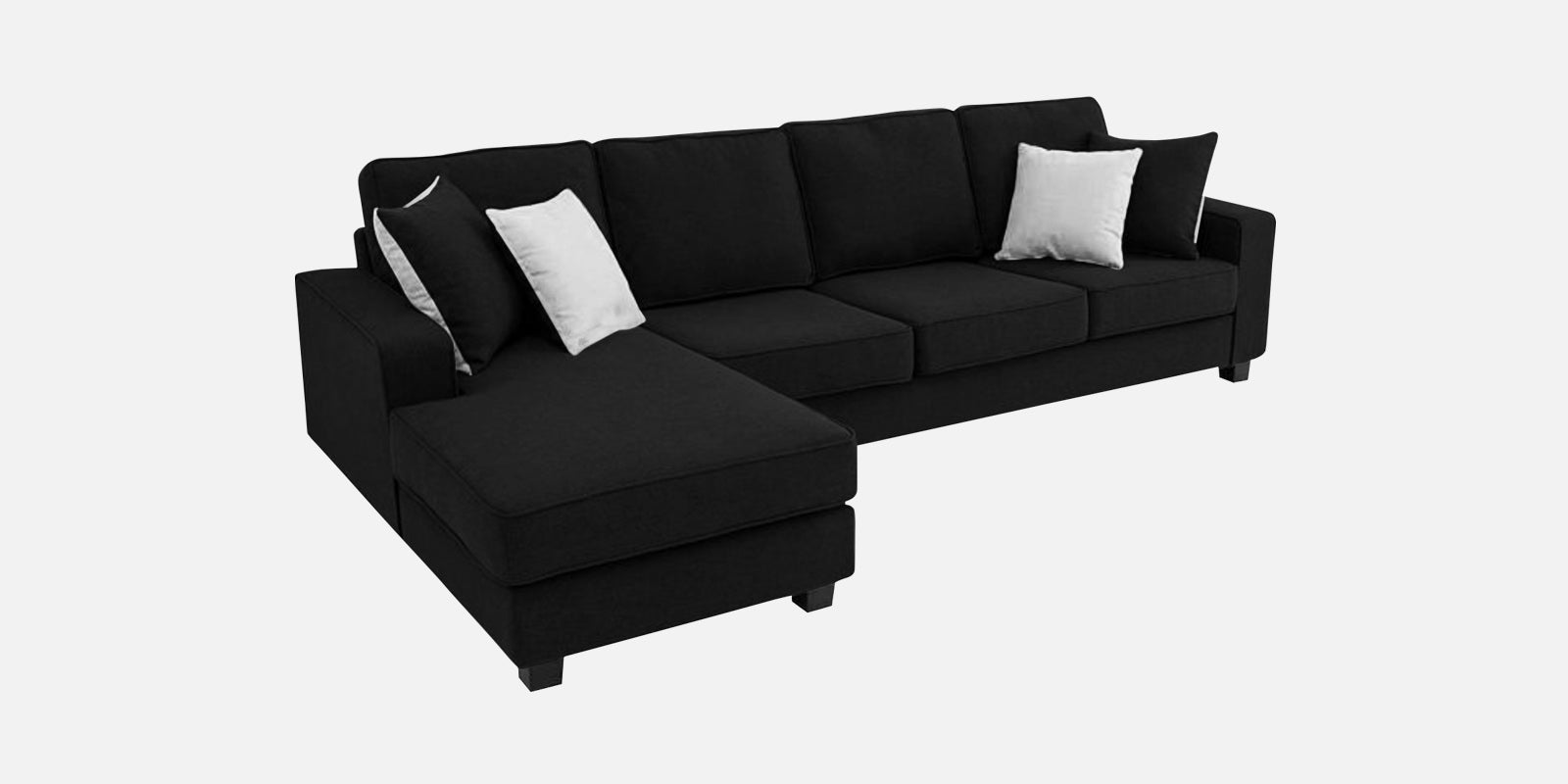 Ladybug Fabric RHS Sectional Sofa (3+Lounger) In Zed Black Colour - Febonic Living