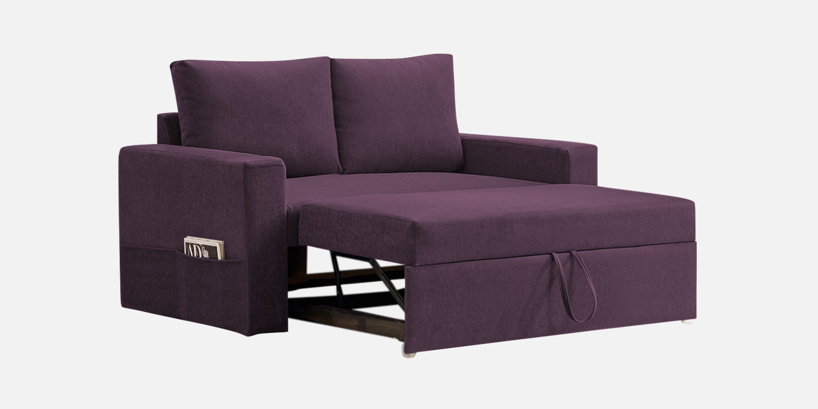 Kara Fabric 2 Seater Pull Out Sofa Cum Bed In Greek Purple Colour - Febonic Living