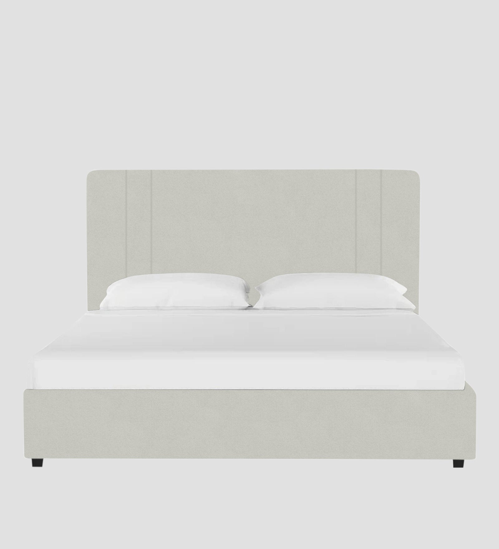 Asyra Velvet Upholstered King Size Bed In Bone Grey Colour With Box Storage - Febonic Living