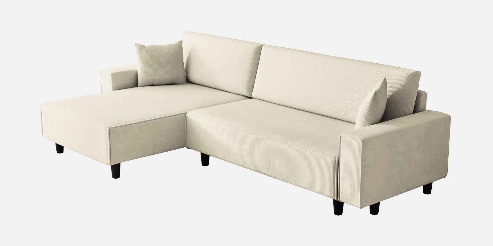 Peach Fabric LHS 6 Seater Sofa Cum Bed With Storage In Ivory Cream Colour - Febonic Living