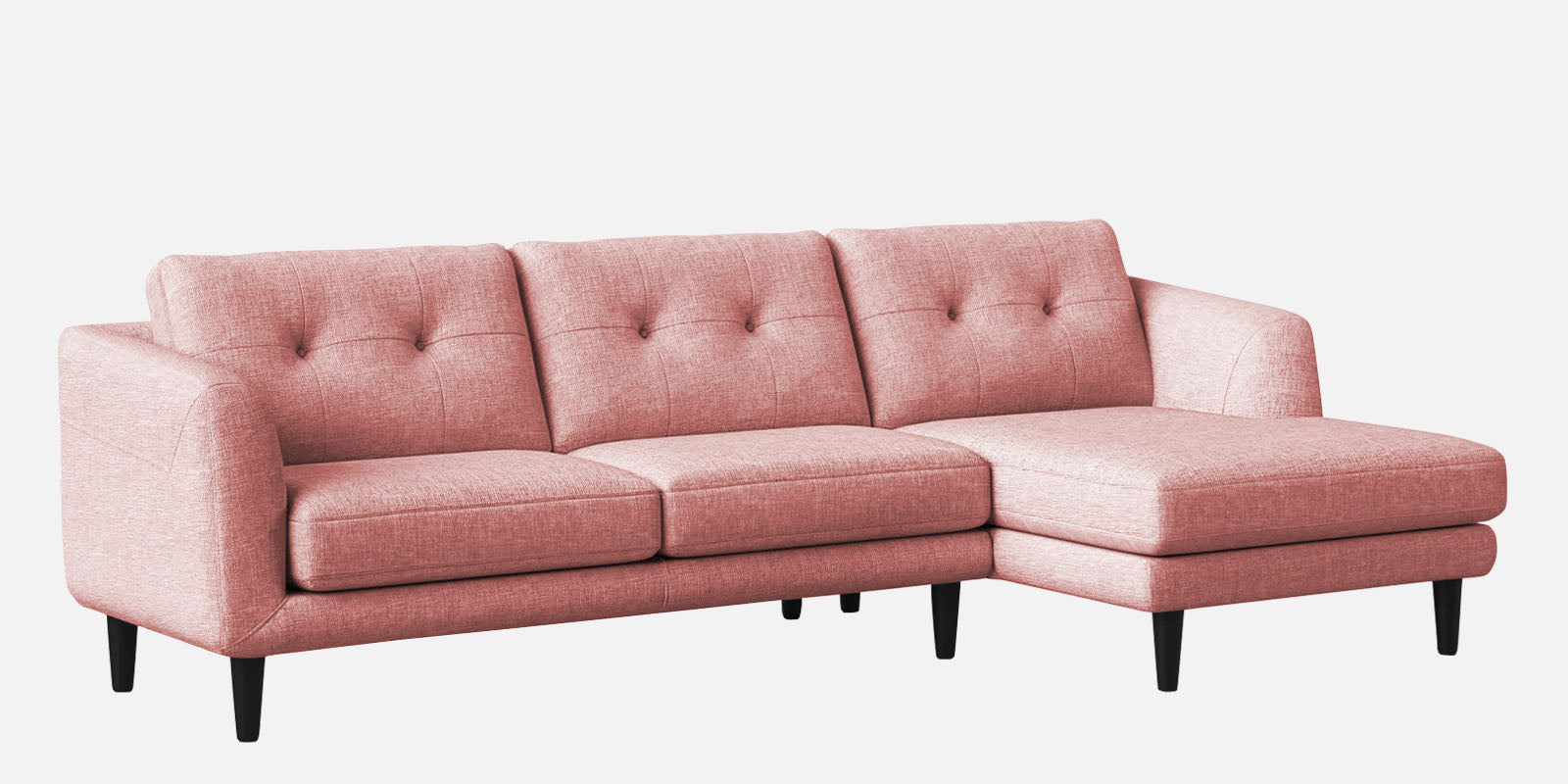 Natasha Velvet LHS Sectional Sofa (3+Lounger) In Millennial Pink Colour - Febonic Living