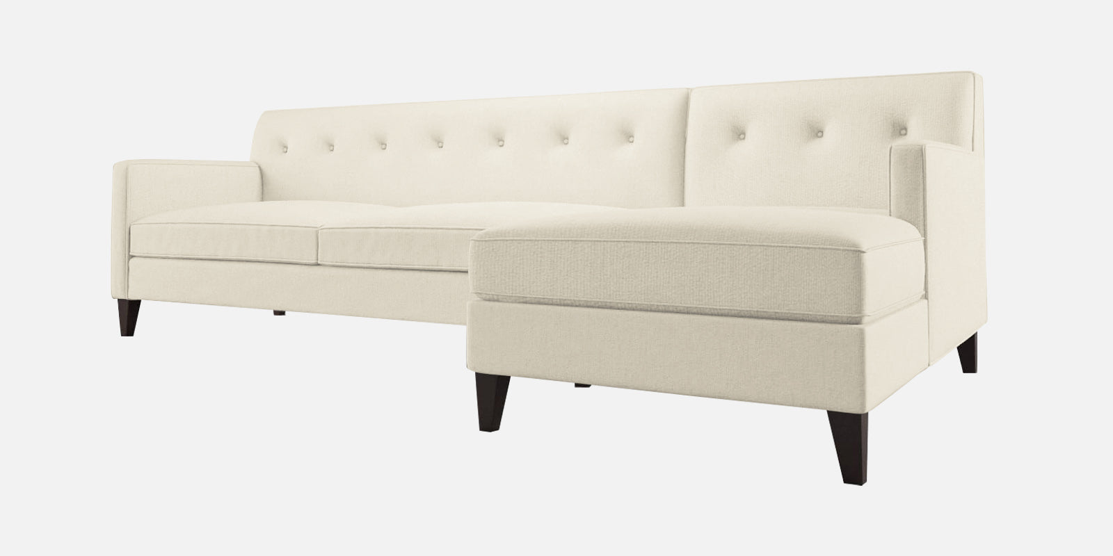 Miller Fabric LHS Sectional Sofa (3+Lounger) In Ivory Cream Colour - Febonic Living