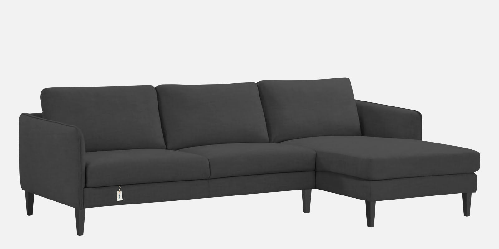 Piku Fabric LHS Sectional Sofa (3+Lounger) In Charcoal Grey Colour - Febonic Living