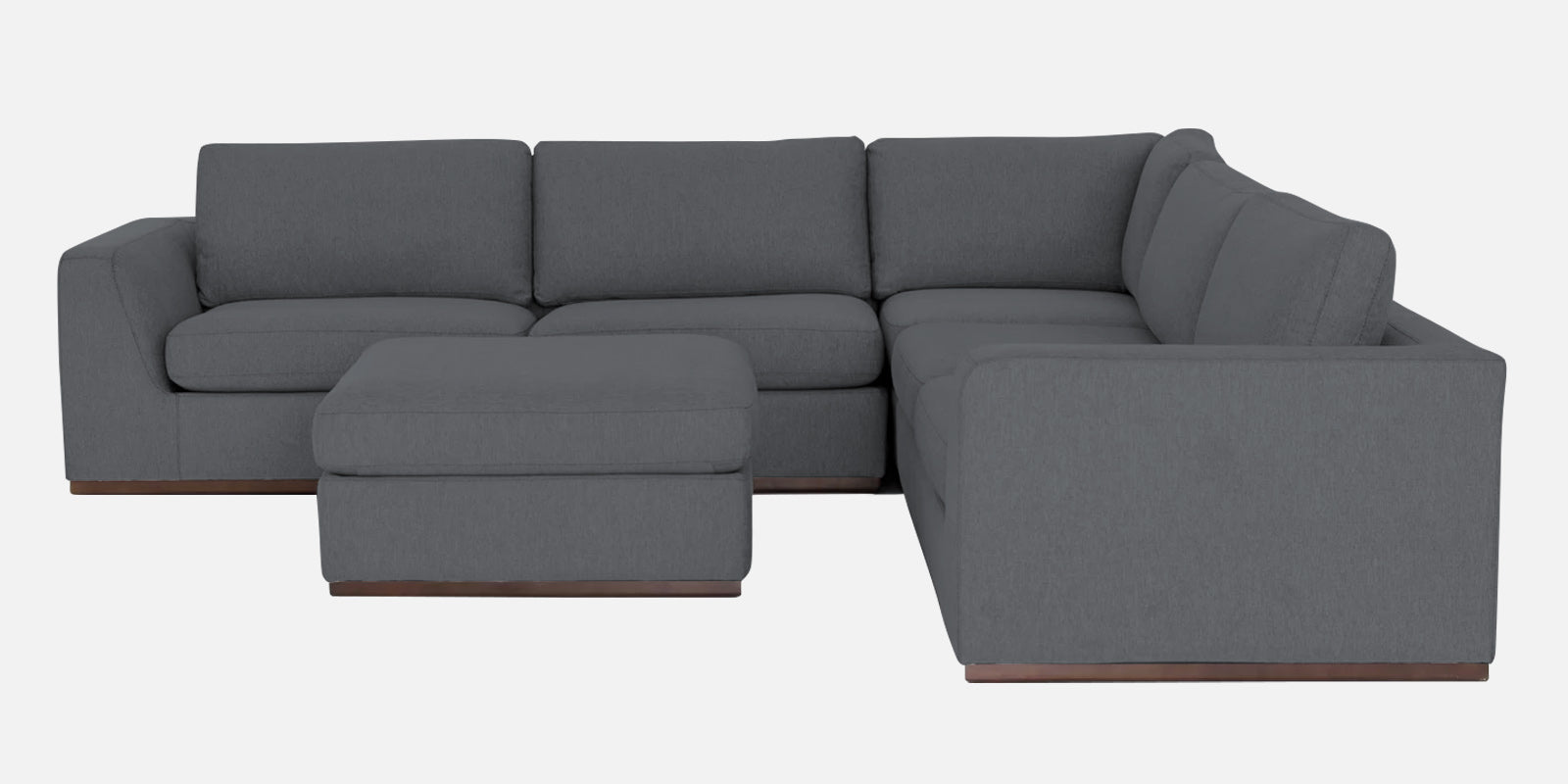 Freedom Velvet 6 Seater RHS Corner Sofa In Pubble Grey Colour With Ottoman - Febonic Living