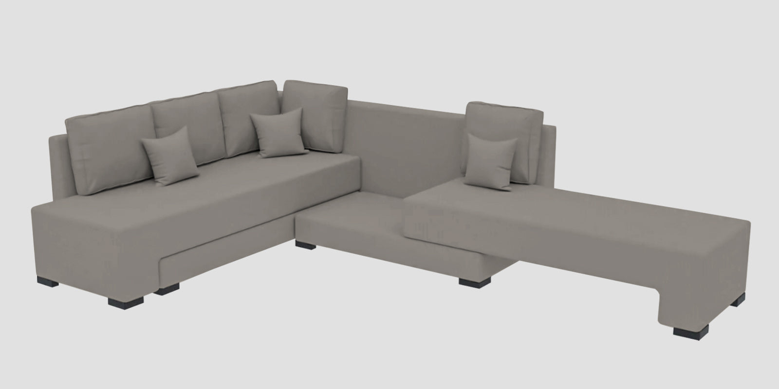Corby Velvet LHS 6 Seater Convertible Sofa Cum Bed In Echo Grey Colour - Febonic Living
