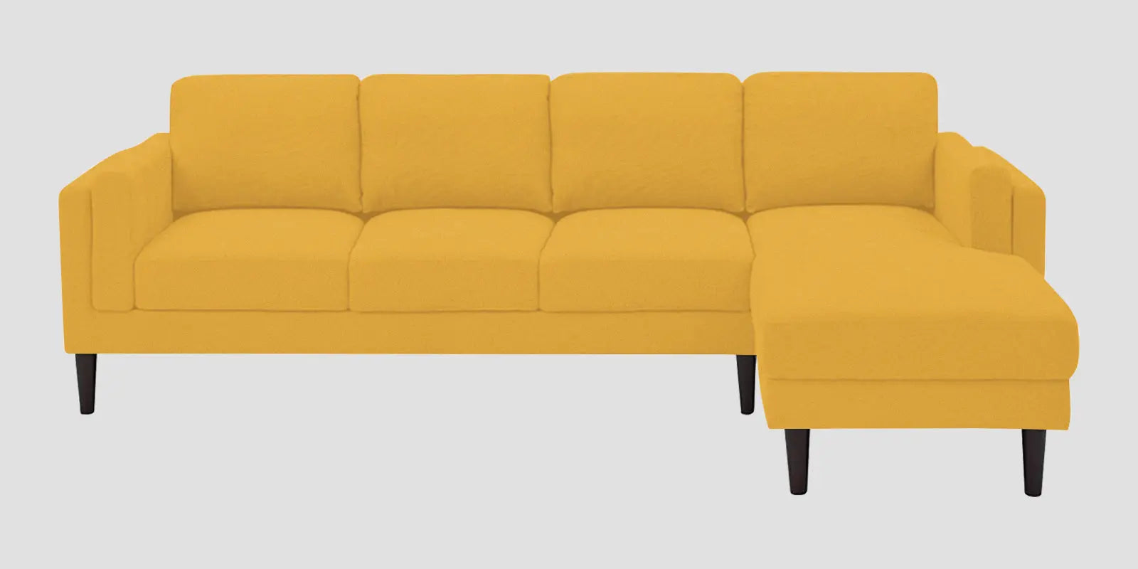 Creata Fabric LHS Sectional Sofa (3+Lounger) In Bold Yellow Colour Febonic Living