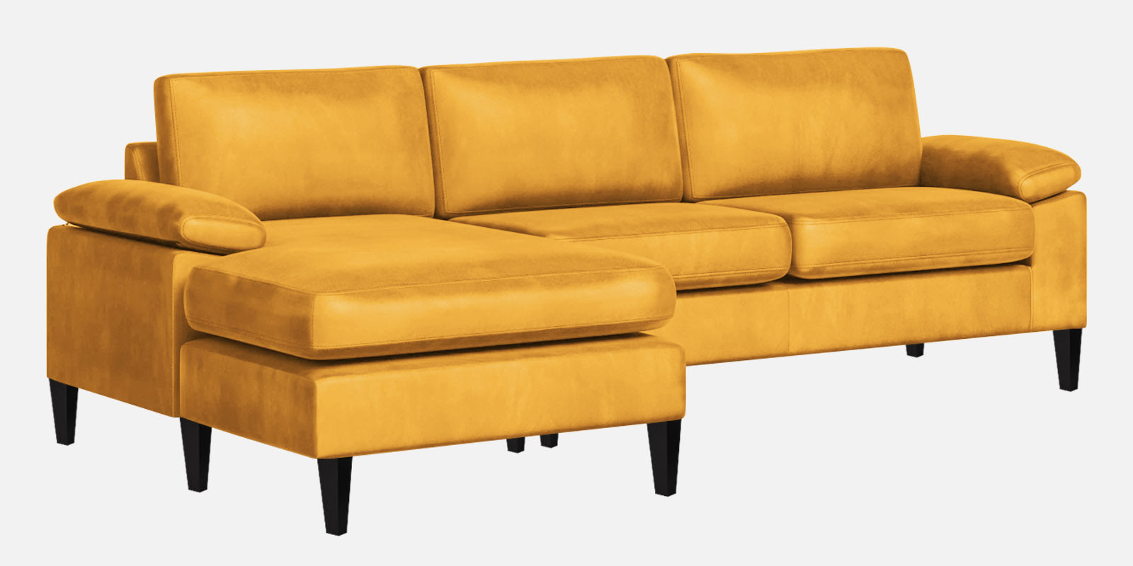 Vegas Velvet RHS Sectional Sofa (3+Lounger) In Turmeric yellow Colour - Febonic Living