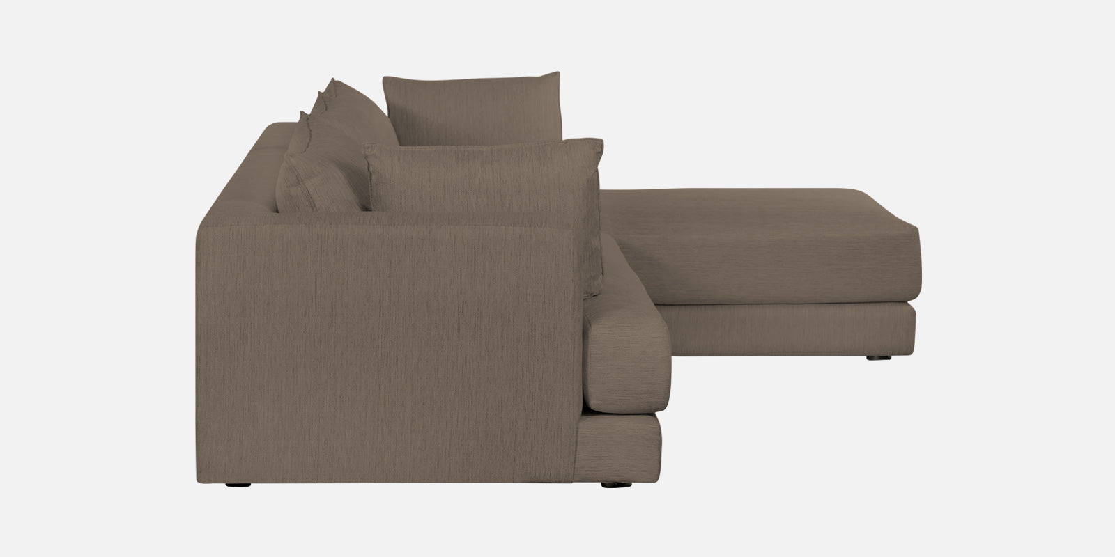 Ziggy Fabric LHS Sectional Sofa (3+Lounger) In Hazel Beige Colour - Febonic Living