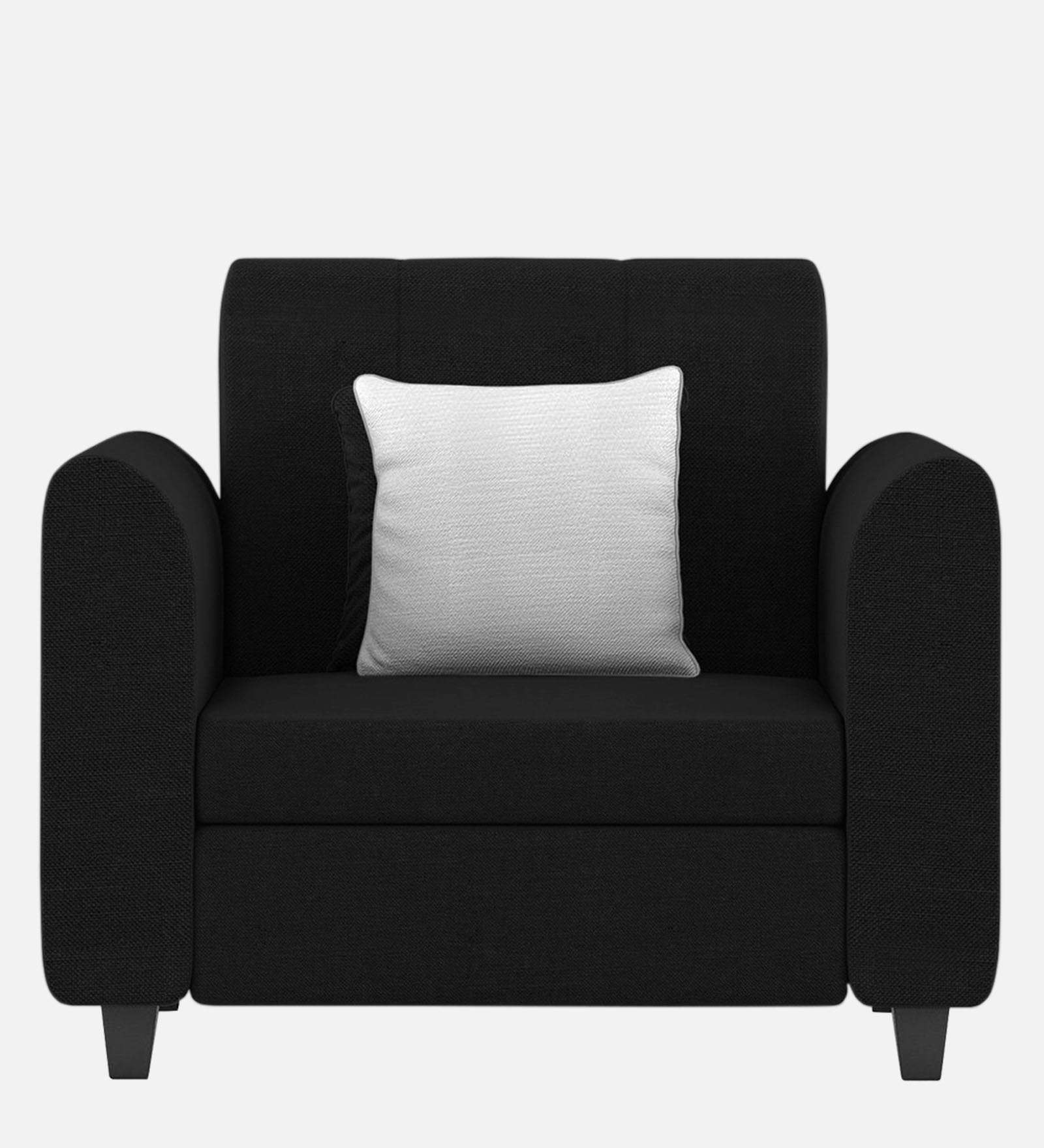 Denmark Fabric 1 Seater Sofa in Zed Black Colour
