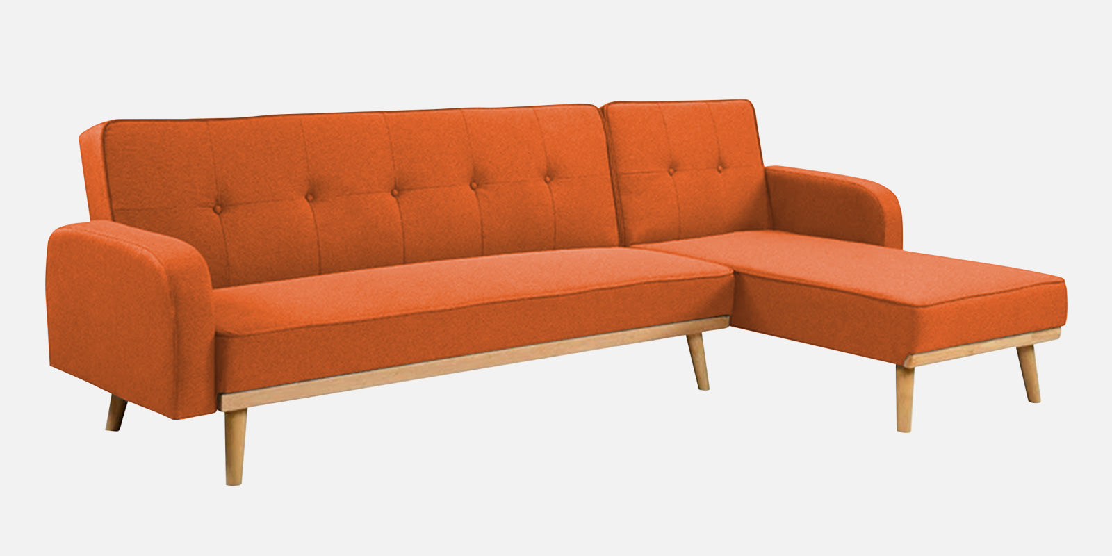 Zuno Fabric RHS Convertible Sofa Cum Bed In Vivid Orange Colour - Febonic Living