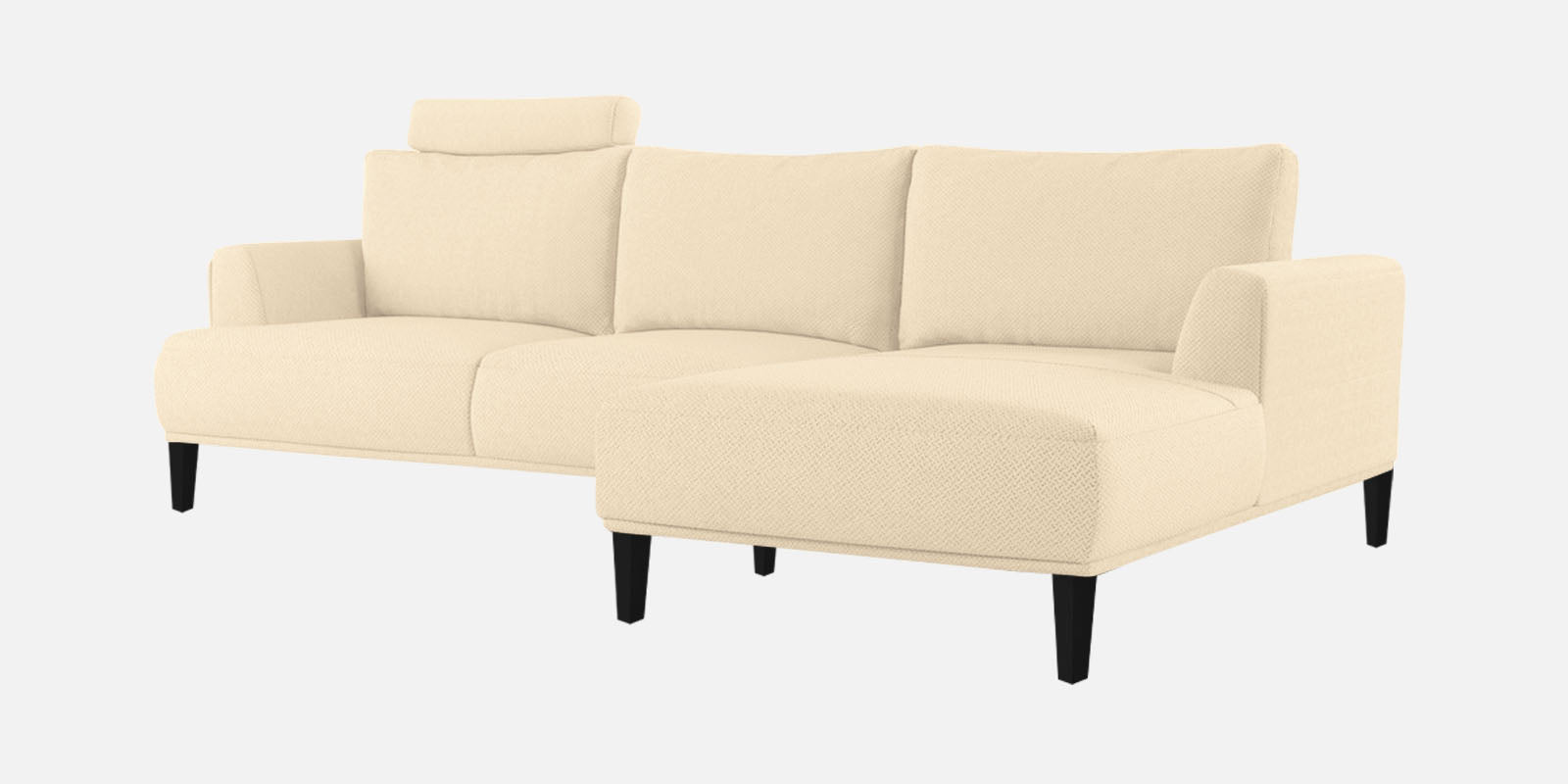 Como Fabric RHS Sectional Sofa (3+Lounger) In Ivory Beige Colour - Febonic Living