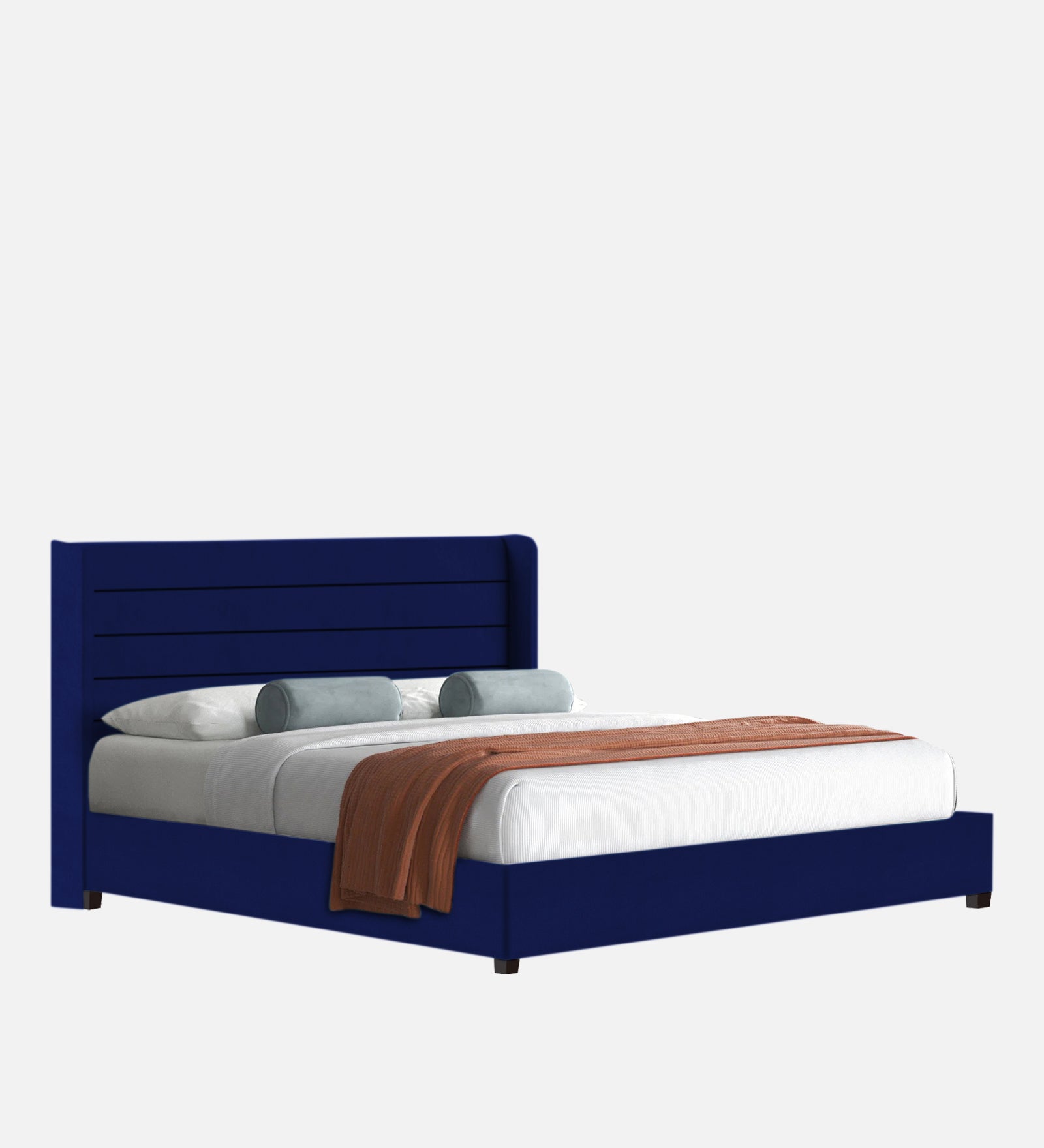Caliya Velvet Queen Size Bed In Imperial blue Colour - Febonic Living