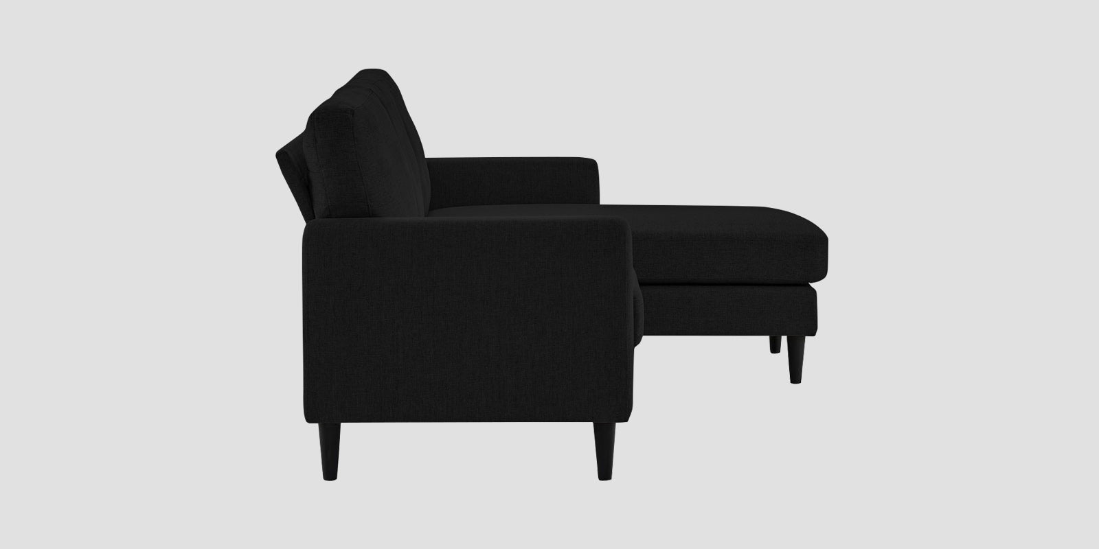 Romie Fabric LHS Sectional Sofa (2+Lounger) In Zed Black Colour - Febonic Living