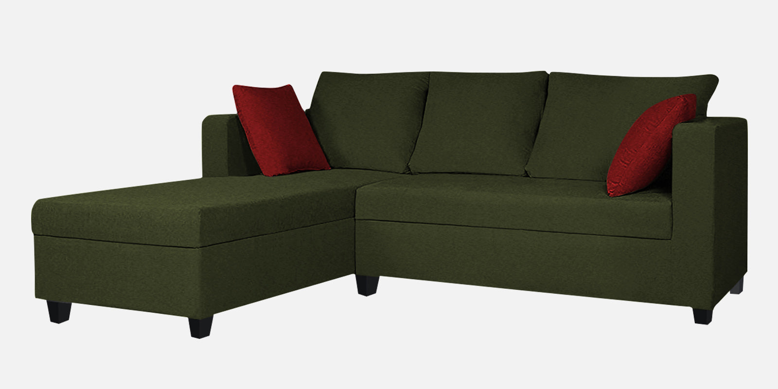 Nebula Fabric RHS Sectional Sofa (2+Lounger) In Olive Green Colour - Febonic Living