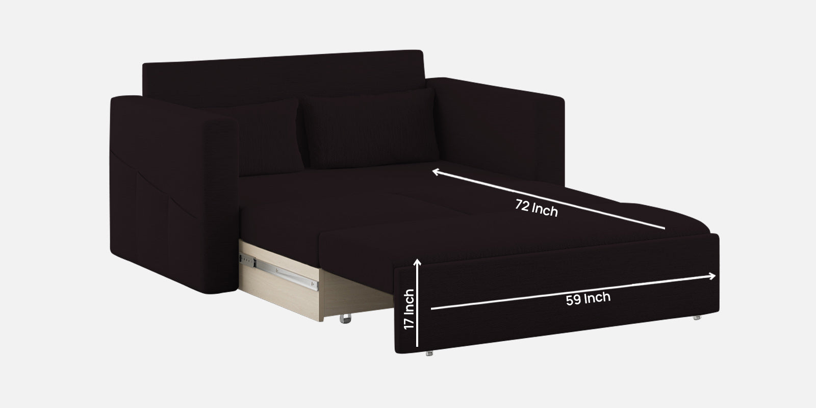 River Fabric 2 Seater Pull Out Sofa Cum Bed In Cara Brown Colour - Febonic Living