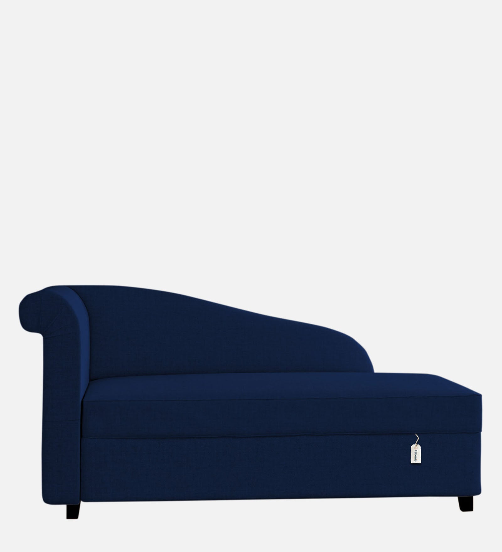 Toppy Fabric RHS Chaise Lounger In Royal Blue Colour With Storage - Febonic Living