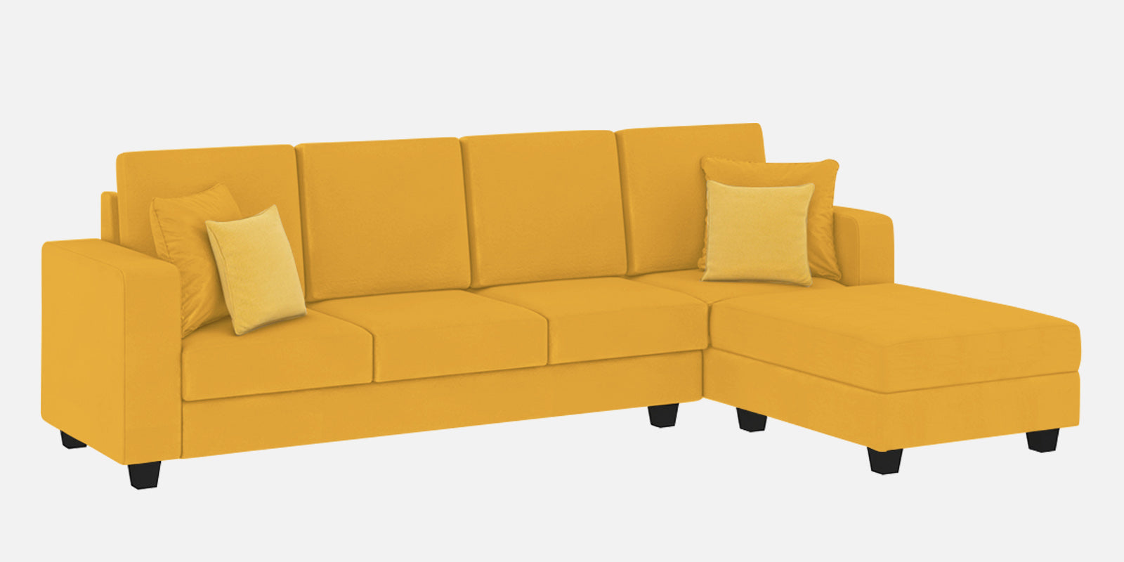 Nabi Fabric LHS Sectional Sofa(3+Lounger) In Bold Yellow Colour - Febonic Living