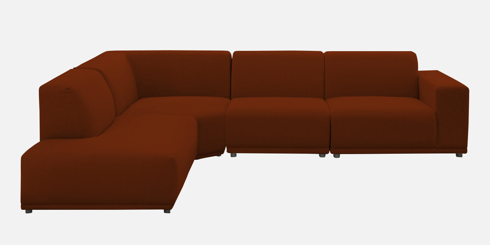 Adam Fabric LHS Sectional Sofa (3+Ottoman Lounger) In Burnt Orange Colour - Febonic Living