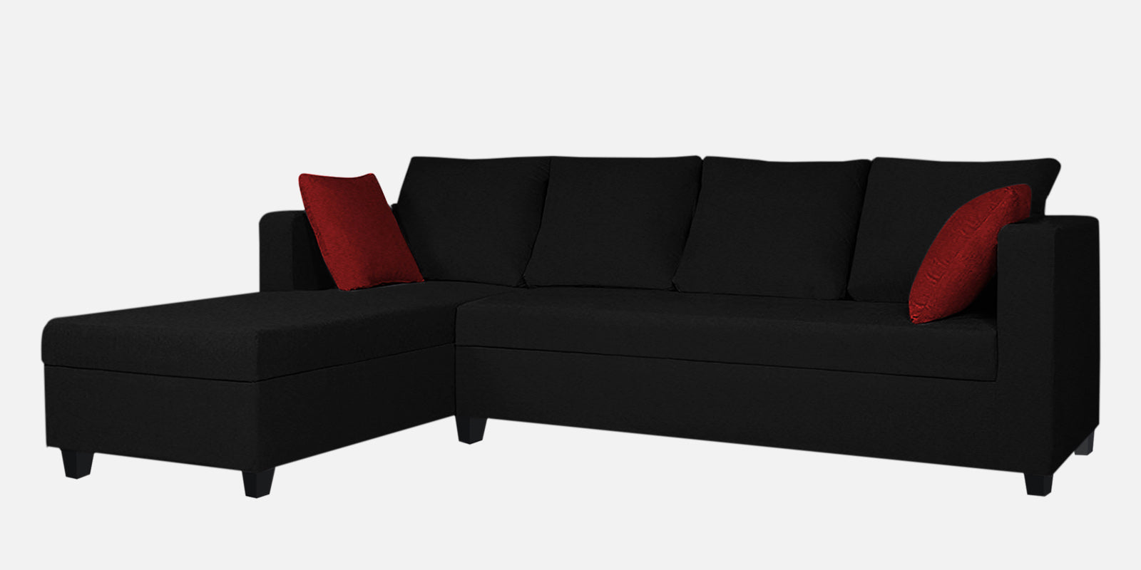 Nebula Fabric RHS Sectional Sofa (3+Lounger) In Zed Black Colour - Febonic Living