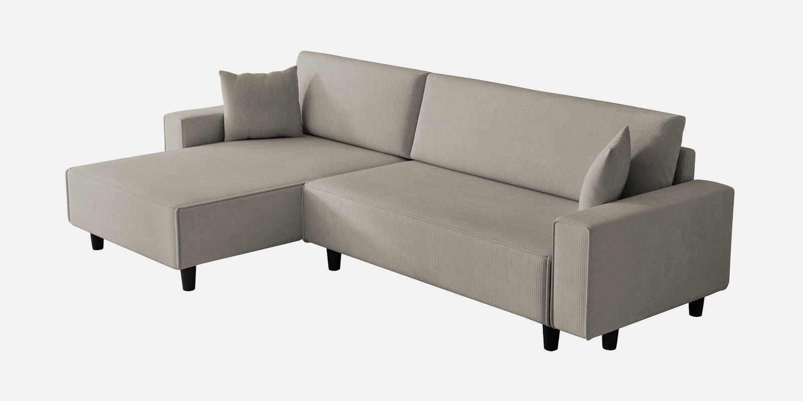 Peach Fabric LHS 6 Seater Sofa Cum Bed With Storage In Ash Grey Colour - Febonic Living