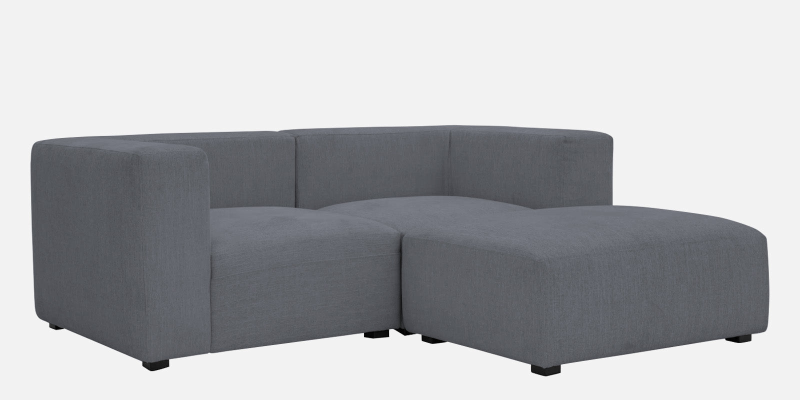 Dora Velvet LHS Sectional Sofa (2+Ottoman Lounger) In Pubble Grey Colour - Febonic Living