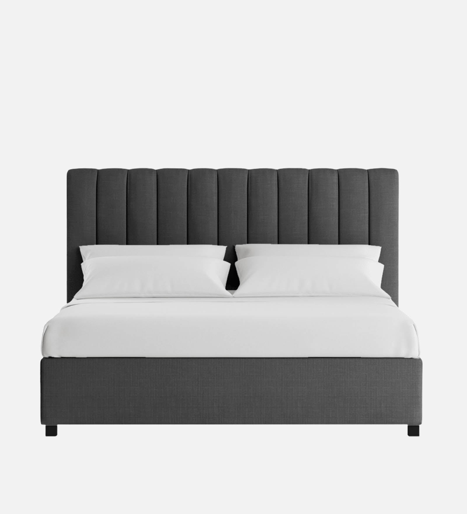 Nivi Fabric Queen Size Bed in Charcoal Grey Colour with Drawer Storage - Febonic Living