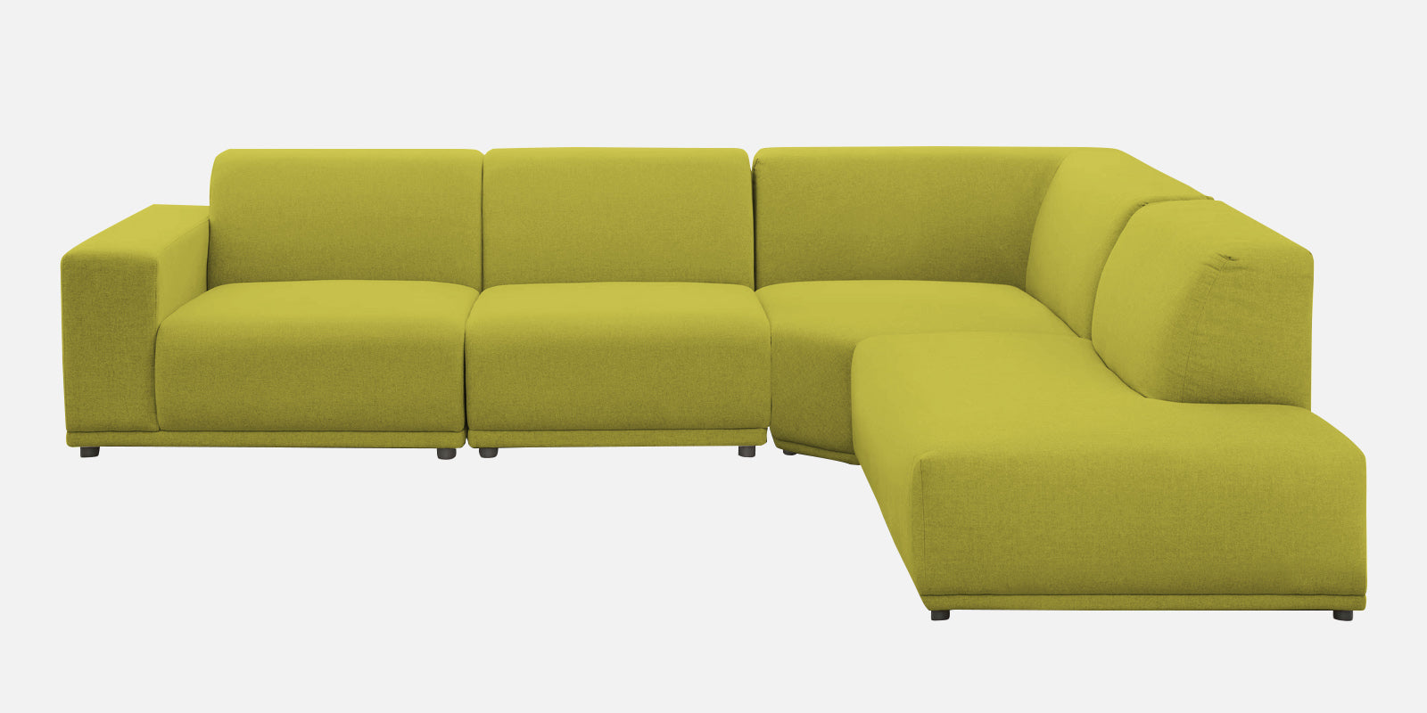 Adam Fabric RHS Sectional Sofa (3+Ottoman Lounger) In Parrot Green Colour - Febonic Living
