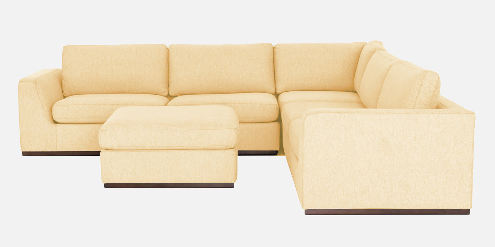 Freedom Velvet 6 Seater RHS Corner Sofa In Sandy Beige Colour With Ottoman - Febonic Living