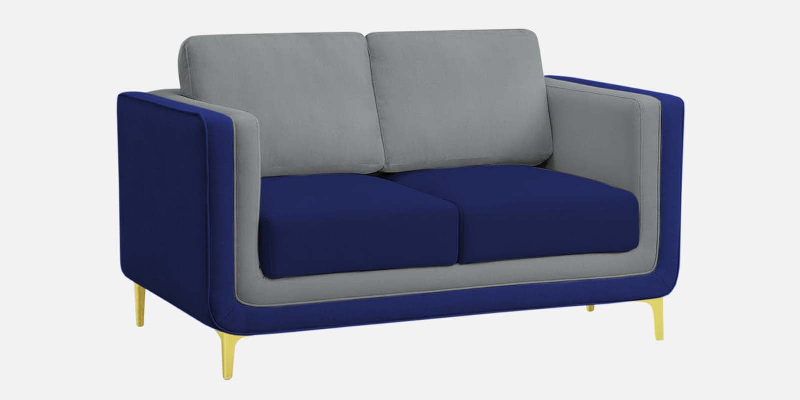 Visky Velvet 2 Seater Sofa In Pearl Grey And Indigo Blue Colour - Febonic Living