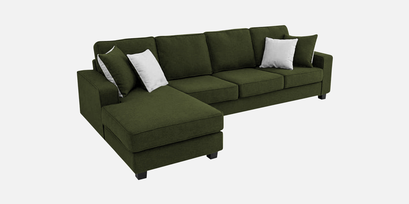 Ladybug Fabric RHS Sectional Sofa (3+Lounger) In Olive Green Colour - Febonic Living