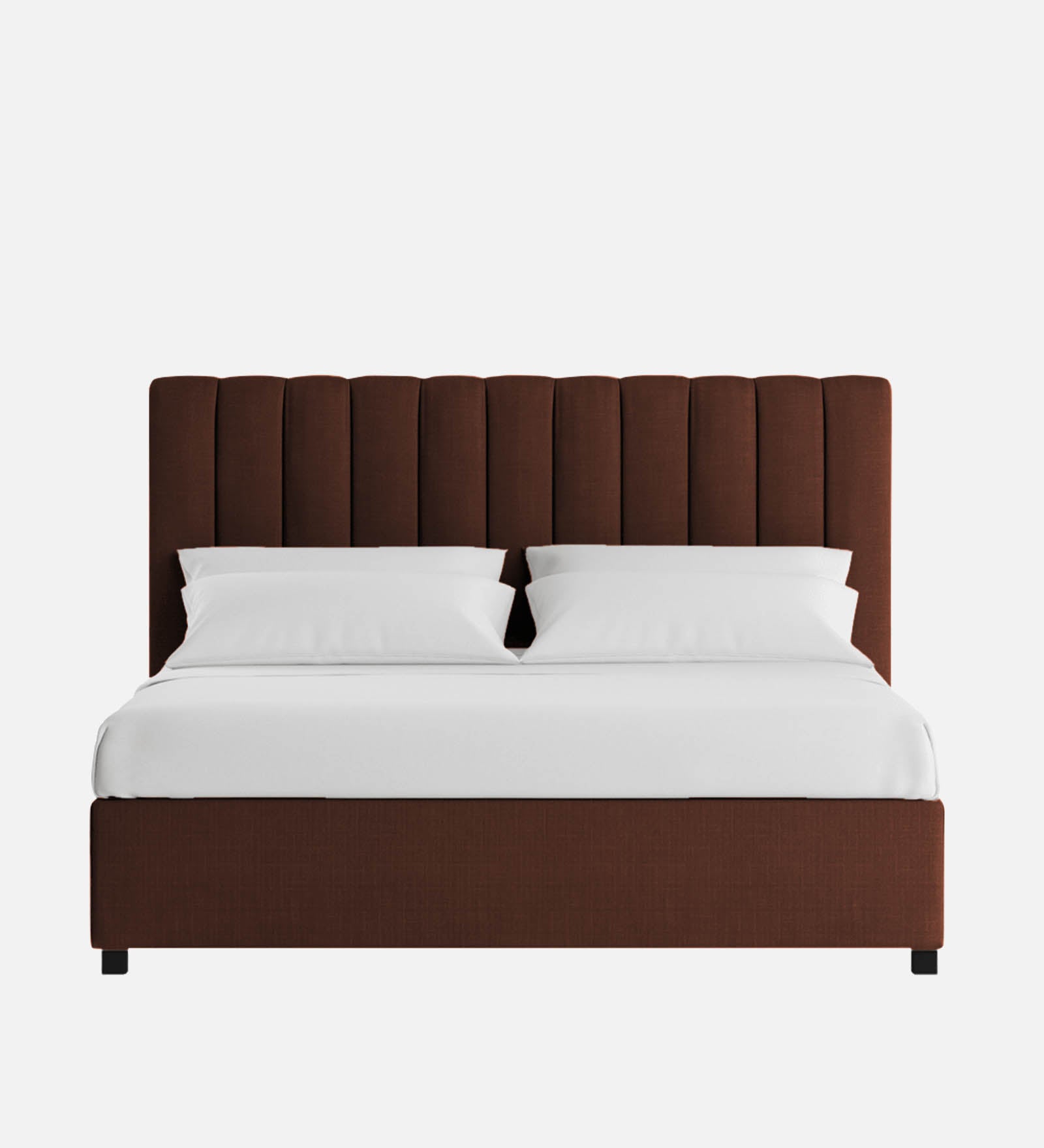 Nivi Fabric Upholstered King Size Bed In Coffee Brown Colour With Drawer Storage - Febonic Living
