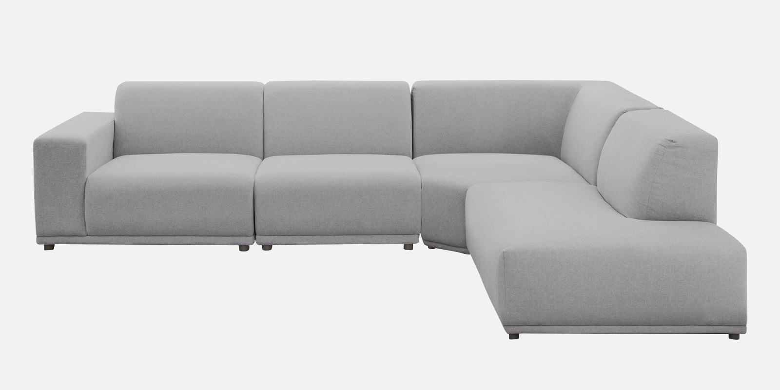 Adam Fabric RHS Sectional Sofa (3+Ottoman Lounger) In Lit Grey Colour - Febonic Living