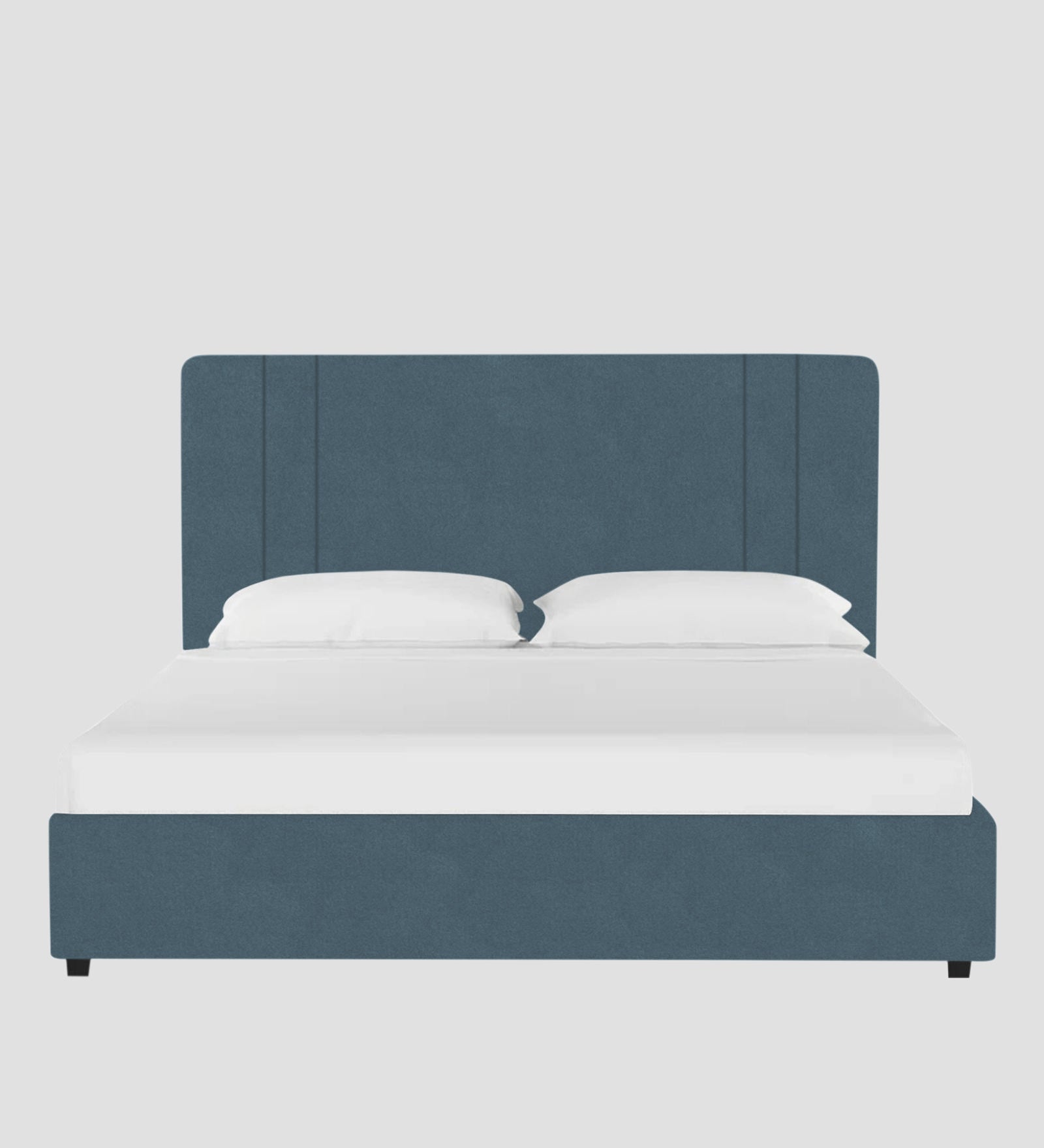 Asyra Velvet Upholstered King Size Bed In Oxford Blue Colour With Box Storage - Febonic Living