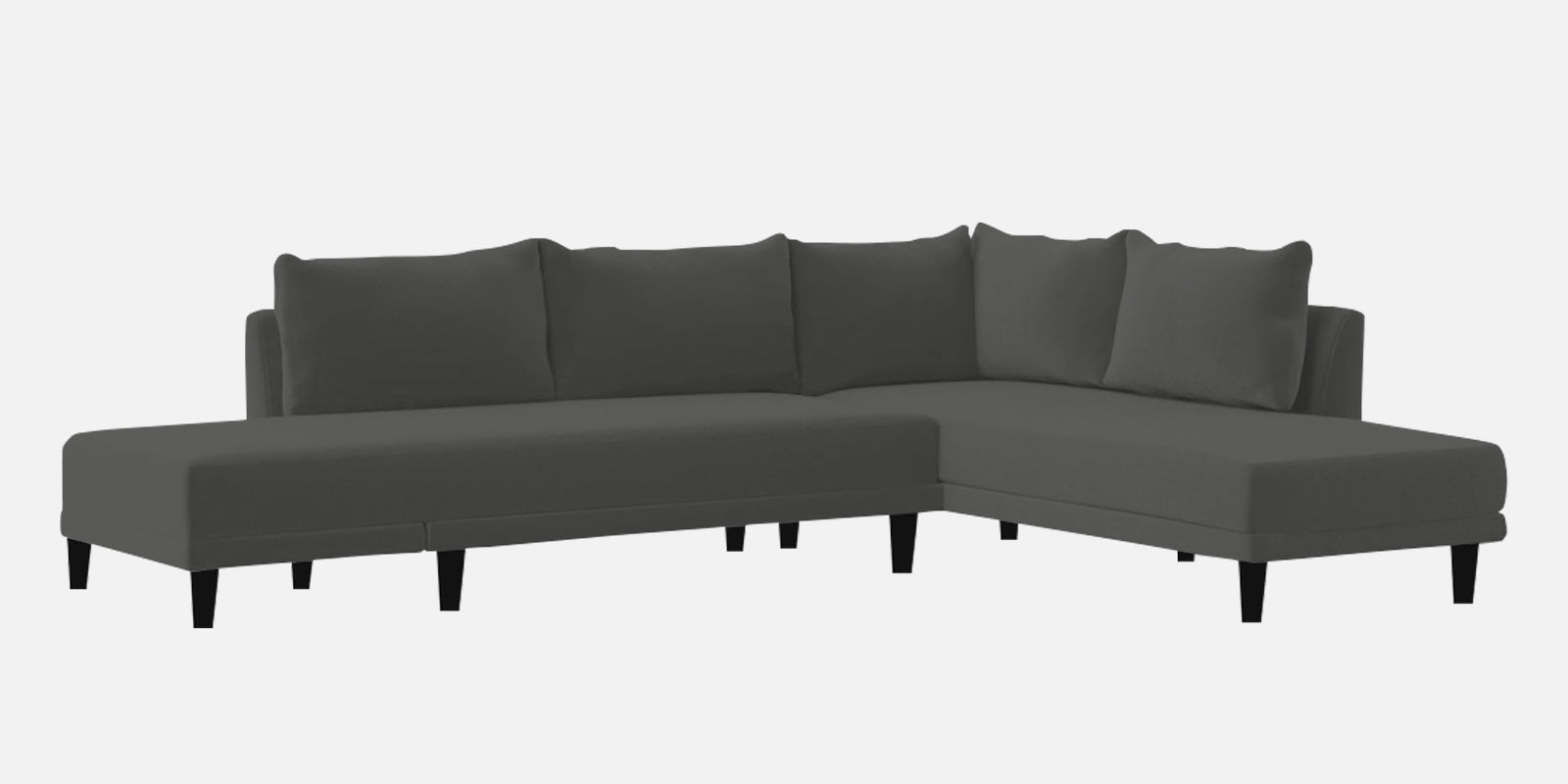 Ira Fabric LHS 6 Seater Convertible Sofa Cum Bed In Charcoal Grey Colour - Febonic Living