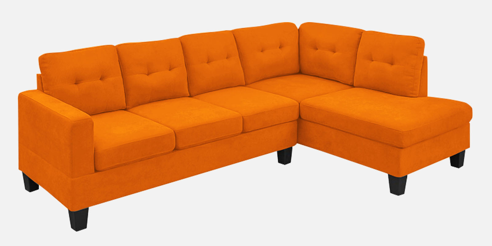 Thomas Fabric LHS Sectional Sofa (3+Lounger) In Vivid Orange Colour - Febonic Living