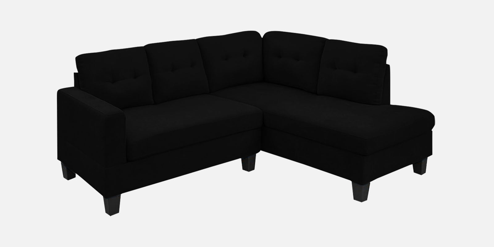 Thomas Fabric LHS Sectional Sofa (2+Lounger) In Zed Black Colour - Febonic Living