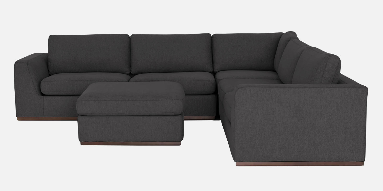 Freedom Velvet 6 Seater RHS Corner Sofa In Davy Grey Colour With Ottoman - Febonic Living
