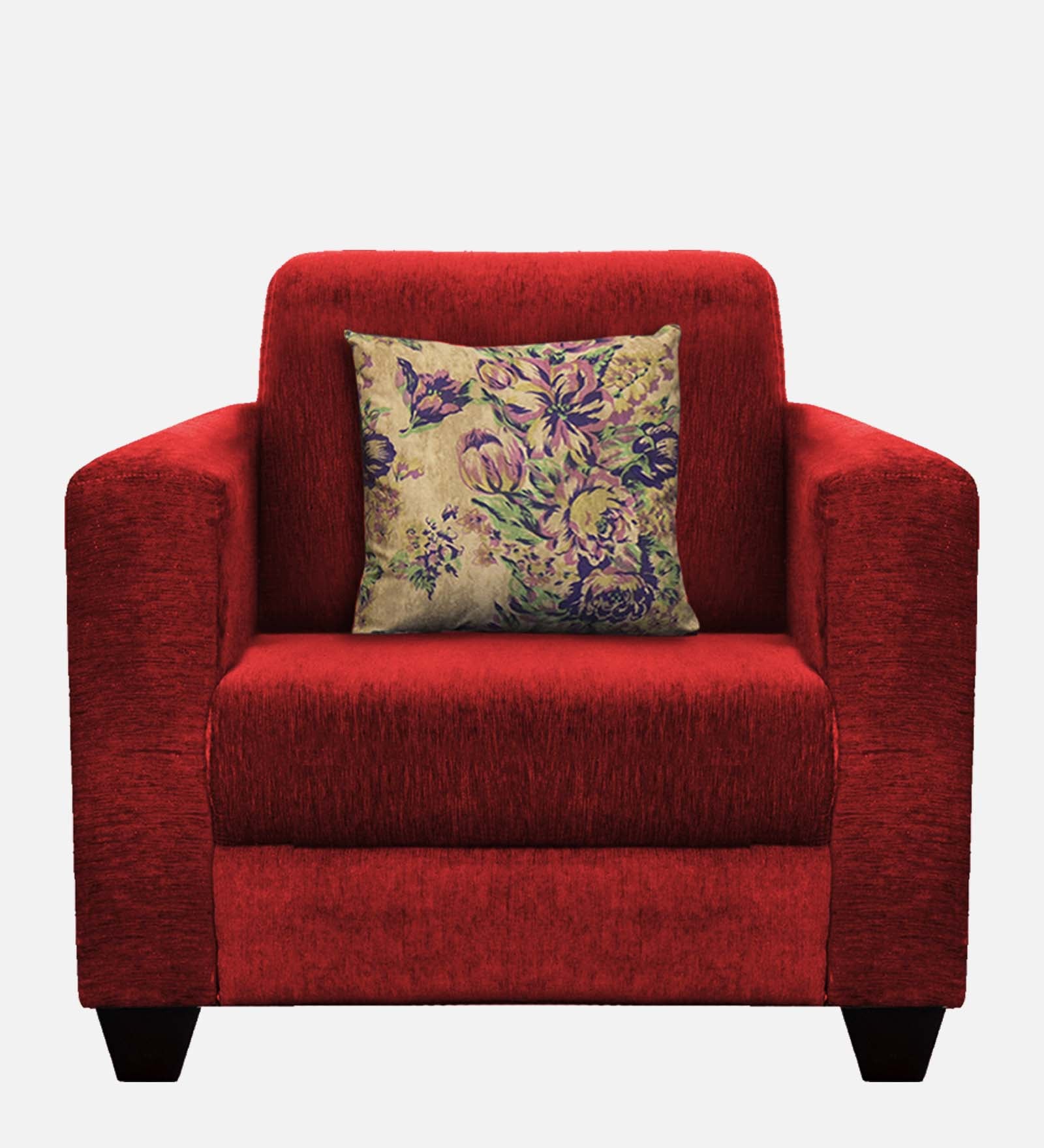 Lipu Fabric 1 Seater Sofa In Blood Maroon Colour
