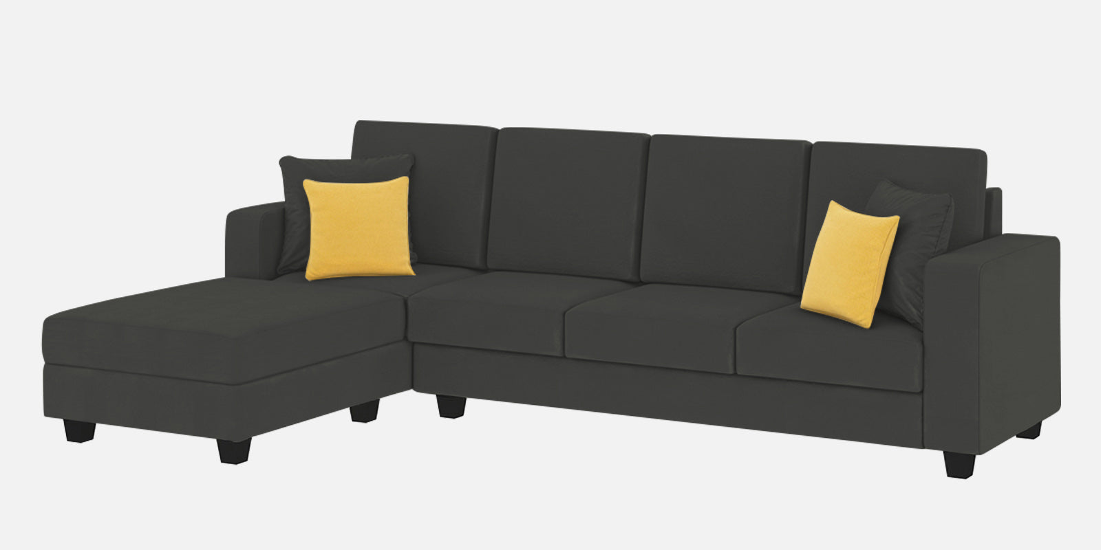Nabi Fabric RHS Sectional Sofa (3+Lounger) In Charcoal Grey Colour - Febonic Living