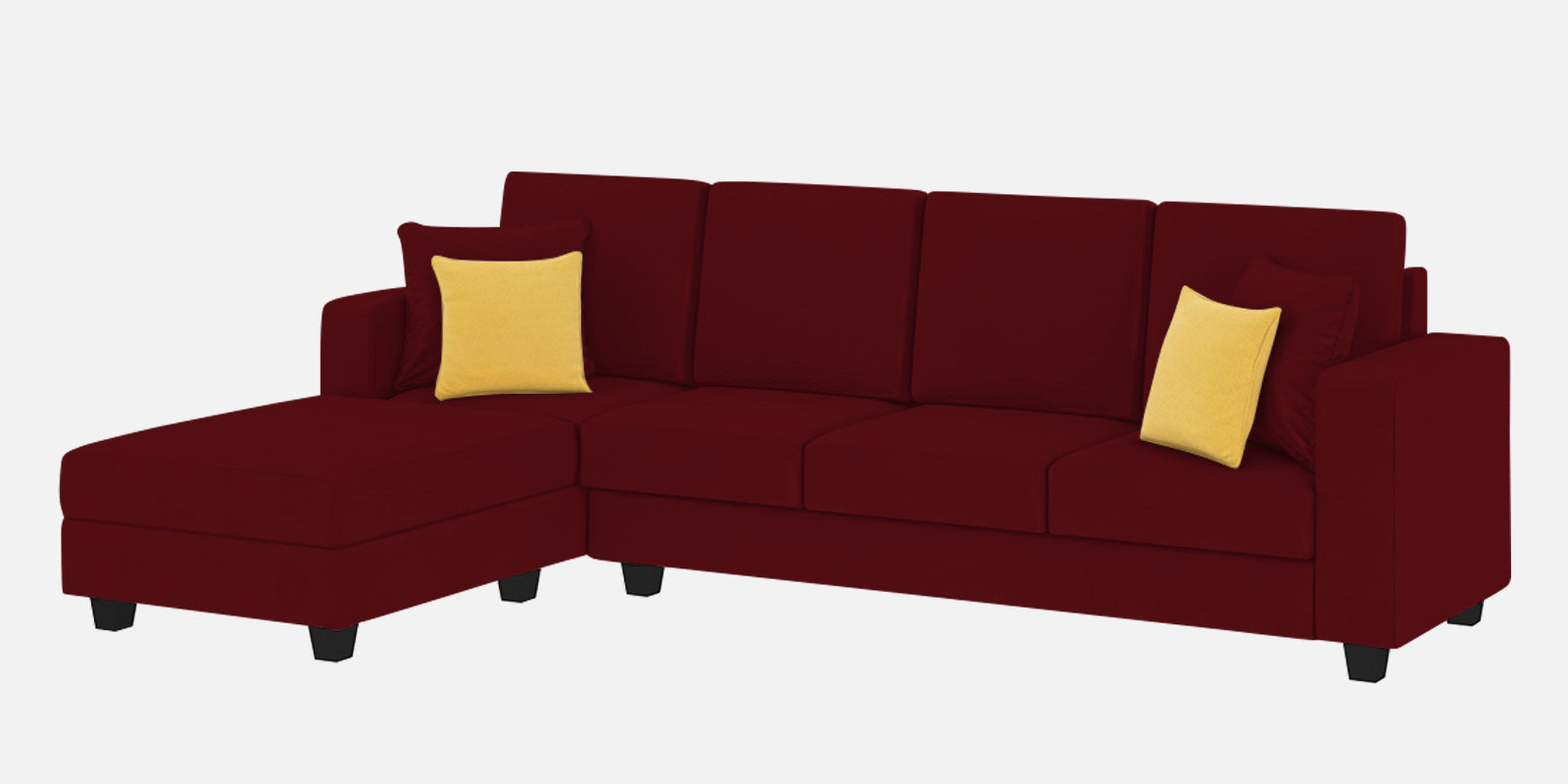 Nabi Fabric RHS Sectional Sofa (3+Lounger) In Ruby Red Colour - Febonic Living