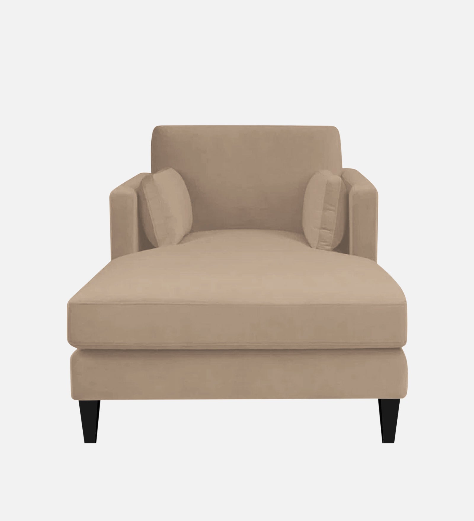 Makou Velvet Chaise Lounger In Camel Beige Colour - Febonic Living