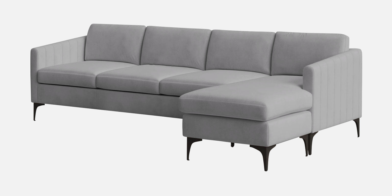 Haru Fabric LHS Sectional Sofa (3+Lounger) In Concrete Grey Colour - Febonic Living