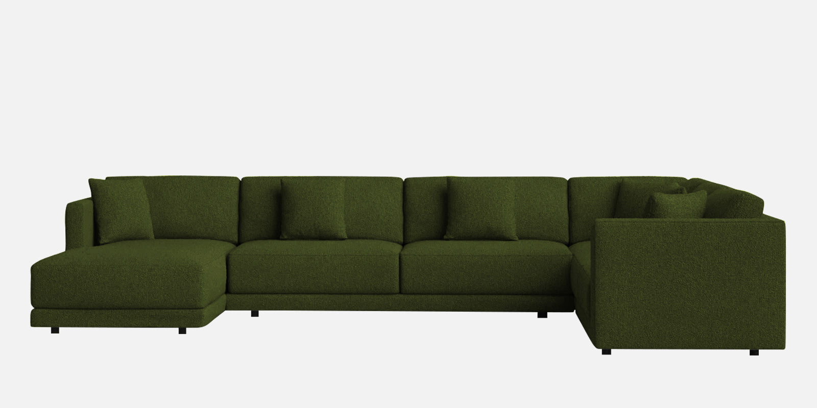 Carlin Fabric RHS 8 Seater Sectional Sofa In Olive Green Colour - Febonic Living