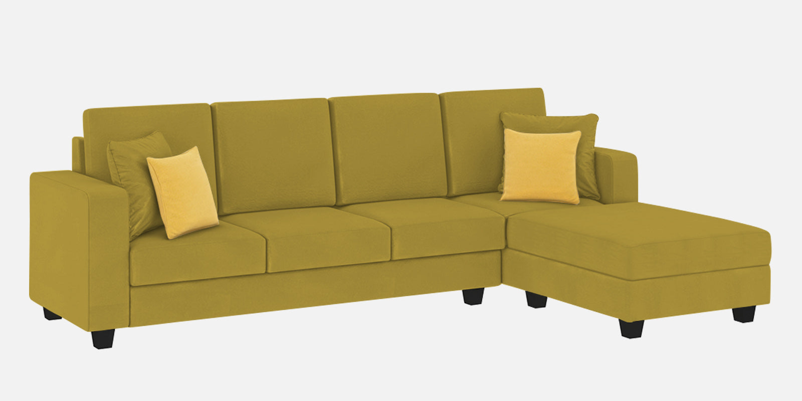 Nabi Fabric LHS Sectional Sofa (3+Lounger) In Parrot Green Colour - Febonic Living