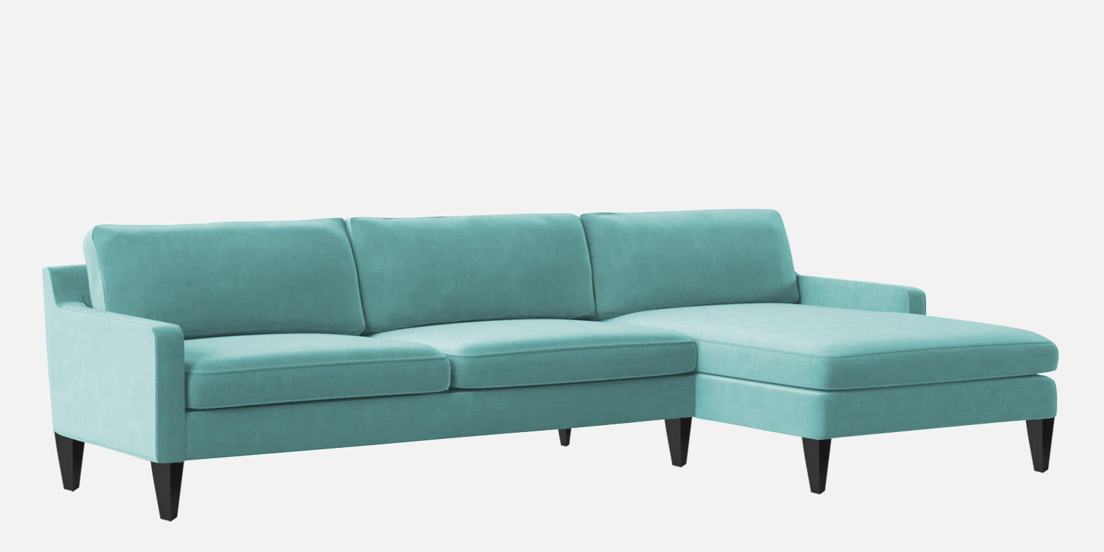 Jones Velvet LHS Sectional Sofa (3+Lounger) In Barmunda Aqua Colour - Febonic Living