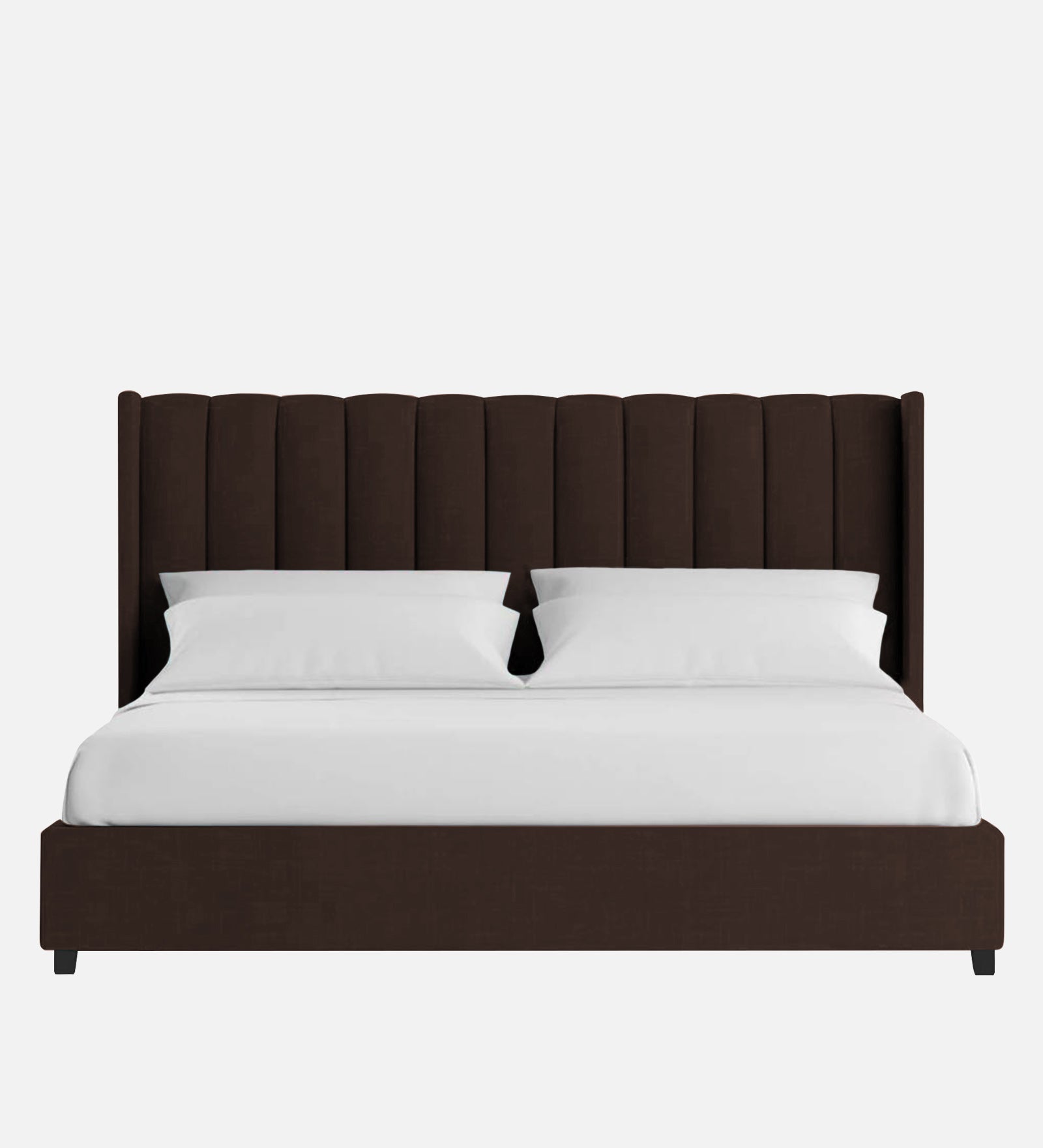 Colina Fabric Upholstered Queen Size Bed In Coffee Brown Colour With Box Storage - Febonic Living