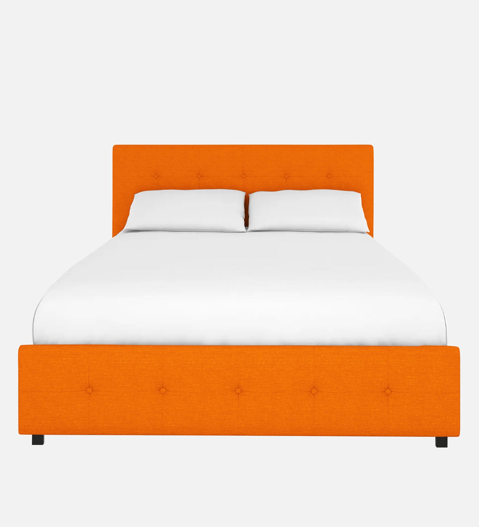 Lido Fabric King Size Bed In Vivid Orange Colour With Drawer Storage - Febonic Living