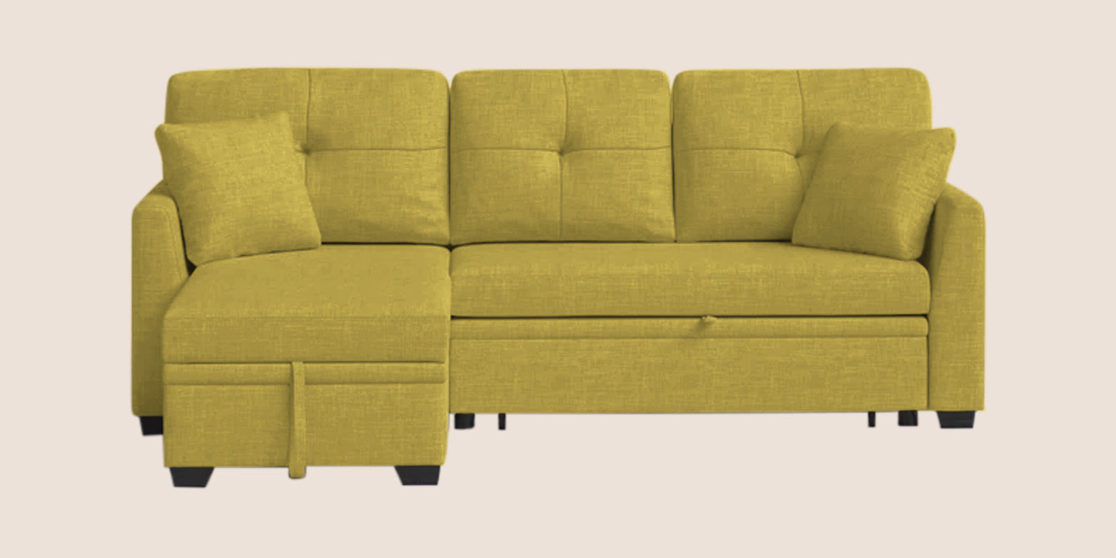 Jody Fabric 3 Seater Pull Out Sofa Cum Bed In Parrot Green Colour With Storage - Febonic Living